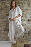 Lalli Damask Classic Tapered Barrel Leg Pant Stone
